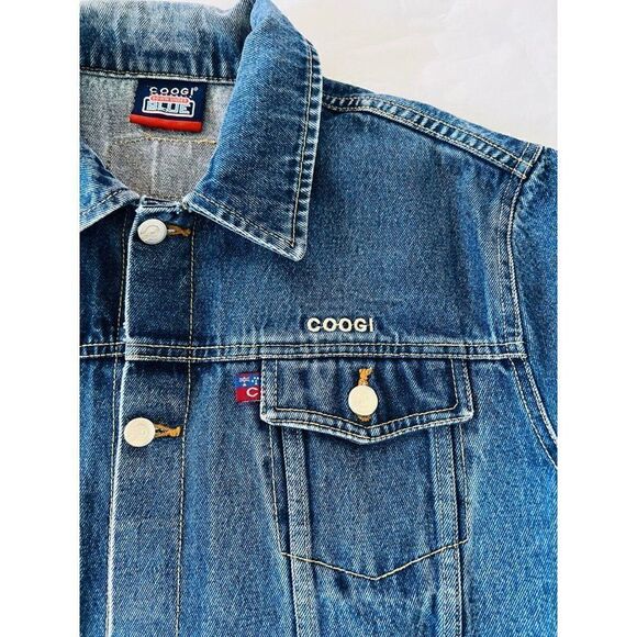 Coogi Down Under Womens Jean Jacket Blue Denim Fringe Hem Button Up Long Sleeve - Picture 5 of 10